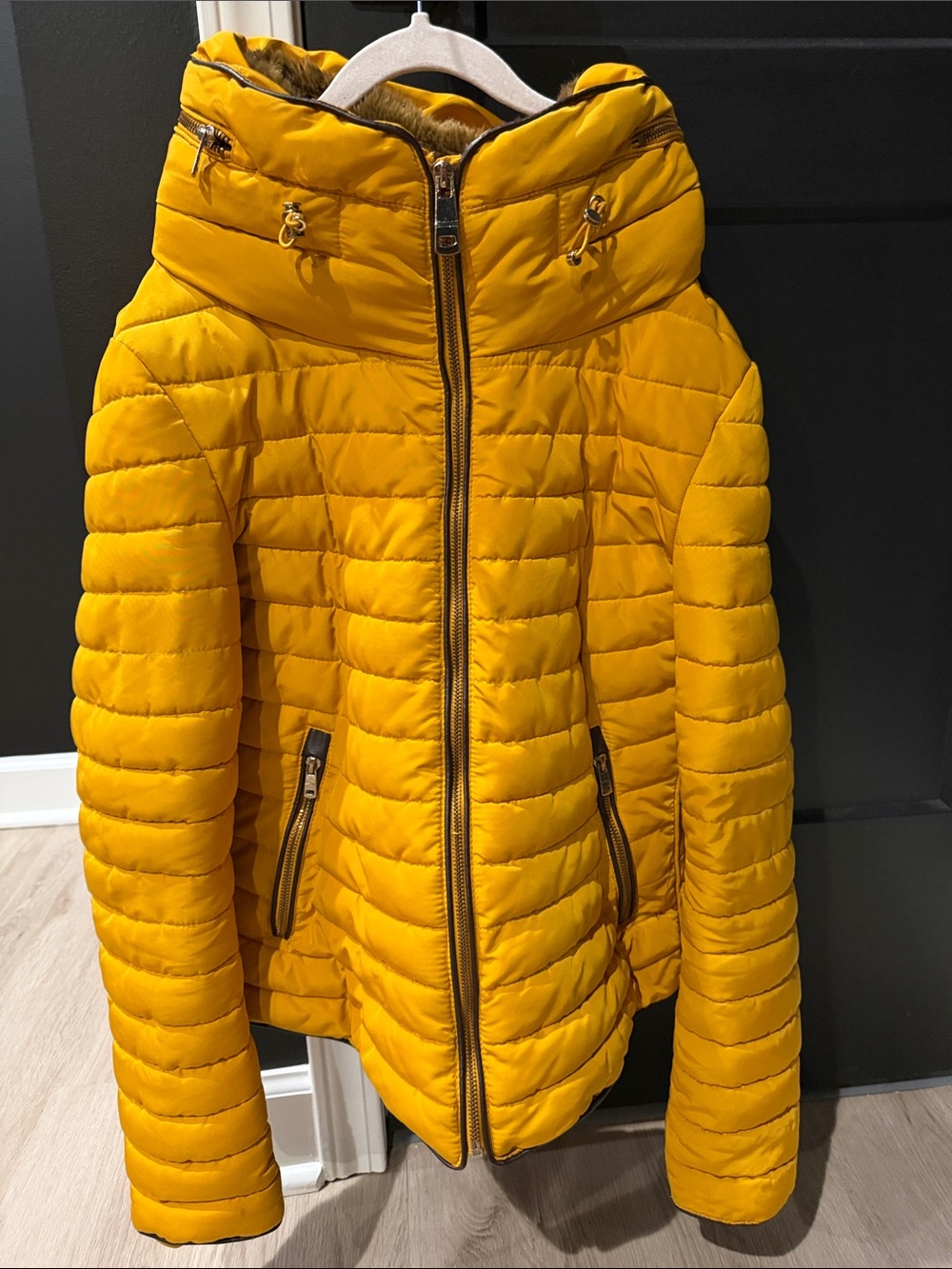 Zara Mustard Yellow Quilted Jacket